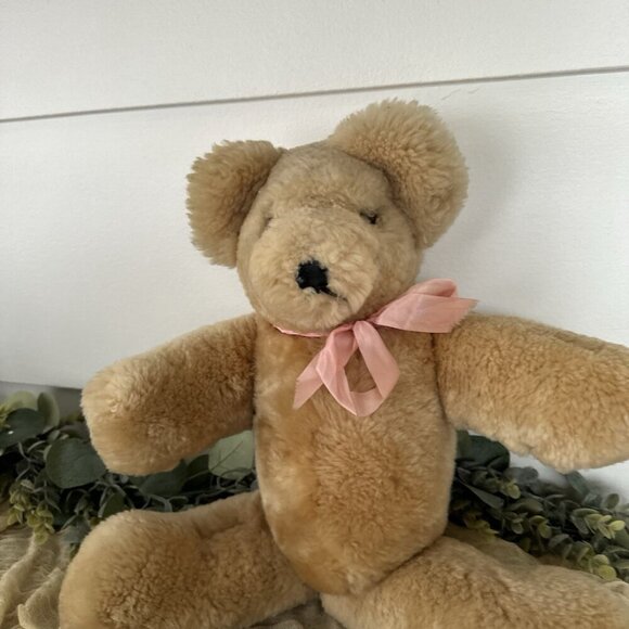 19” Vintage Petkin Jointed Teddy Bear Growler England Leather Nose Blonde Soft‎ - Picture 4 of 13